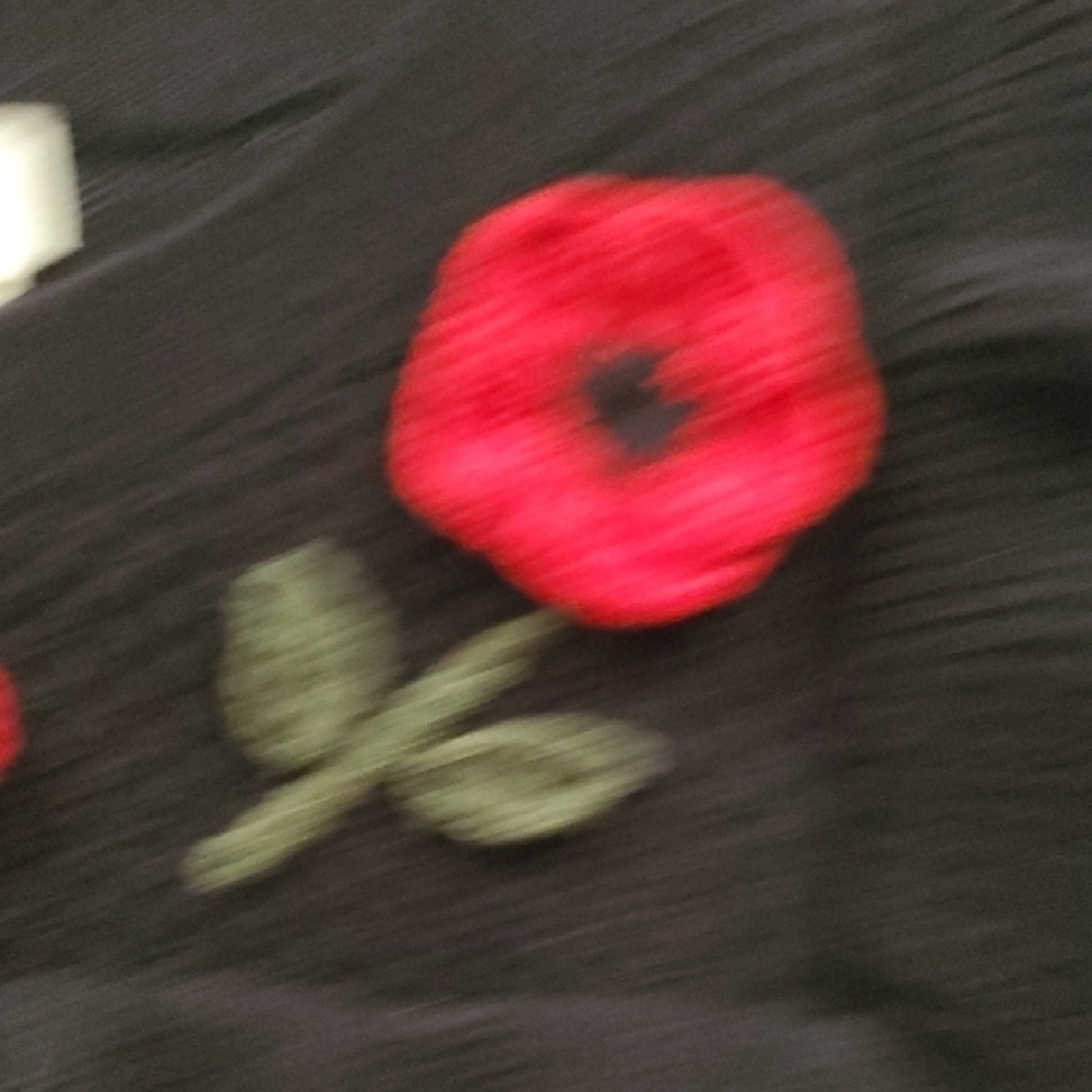 Kate Spade NY POPPY Black Sweater with Red Floral Embroidery - Picture 6 of 12